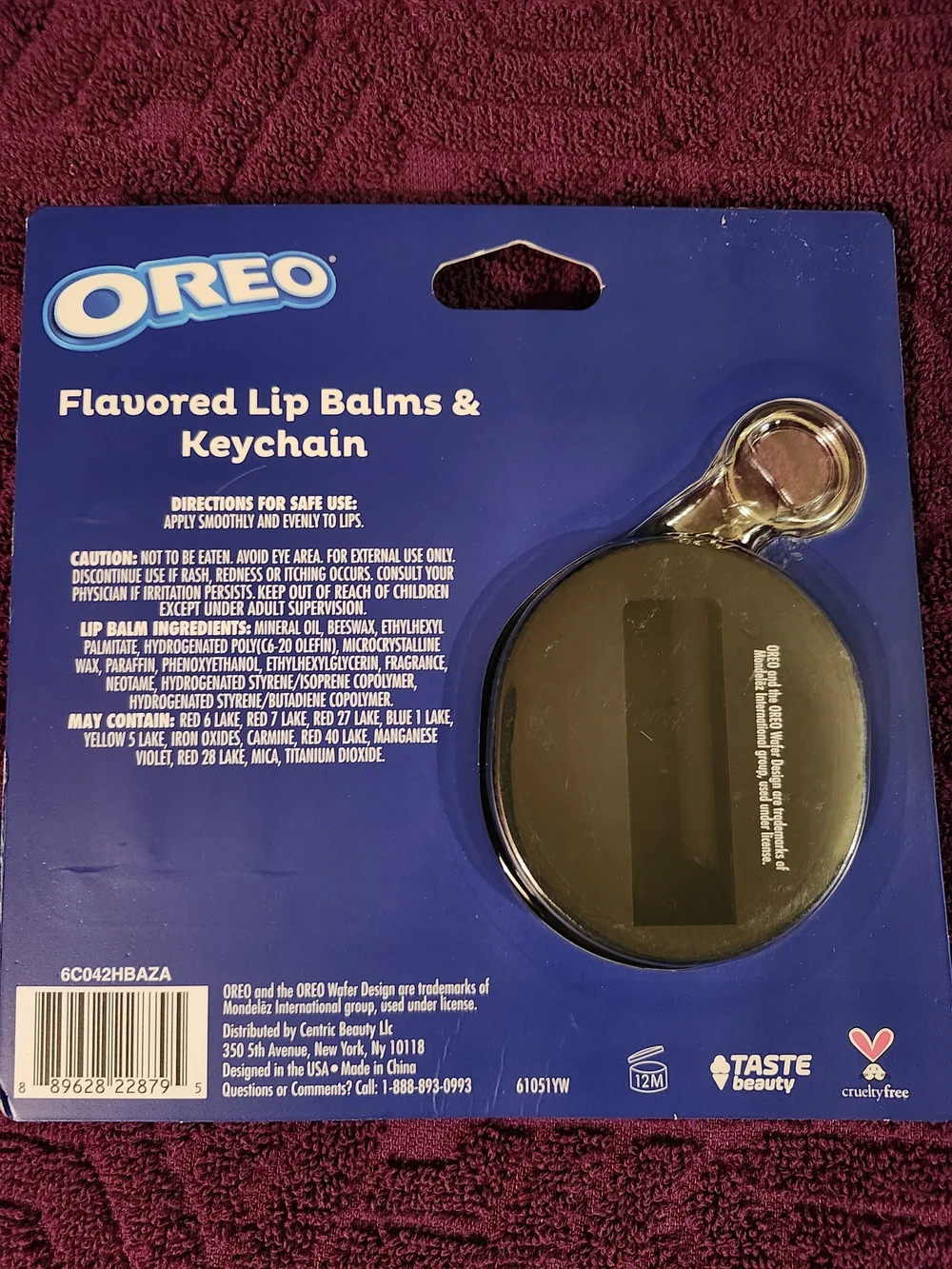 OREO Flavored Lip Balm Trio with Keychain - Green, Blue, White